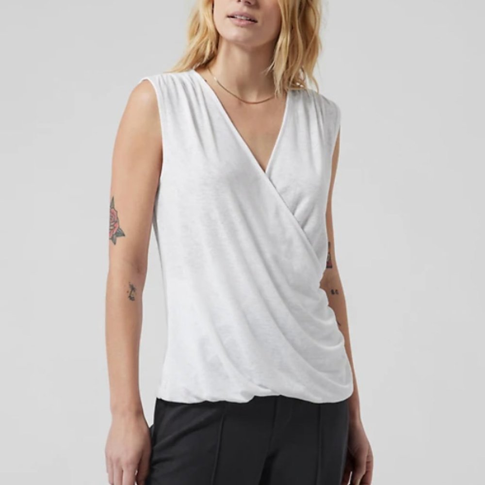 Athleta breezy wrap tank bright white M